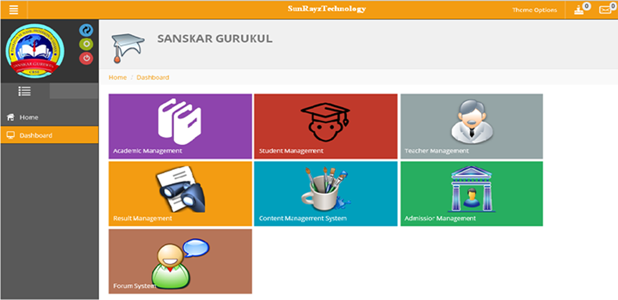 screenshot of School Management System